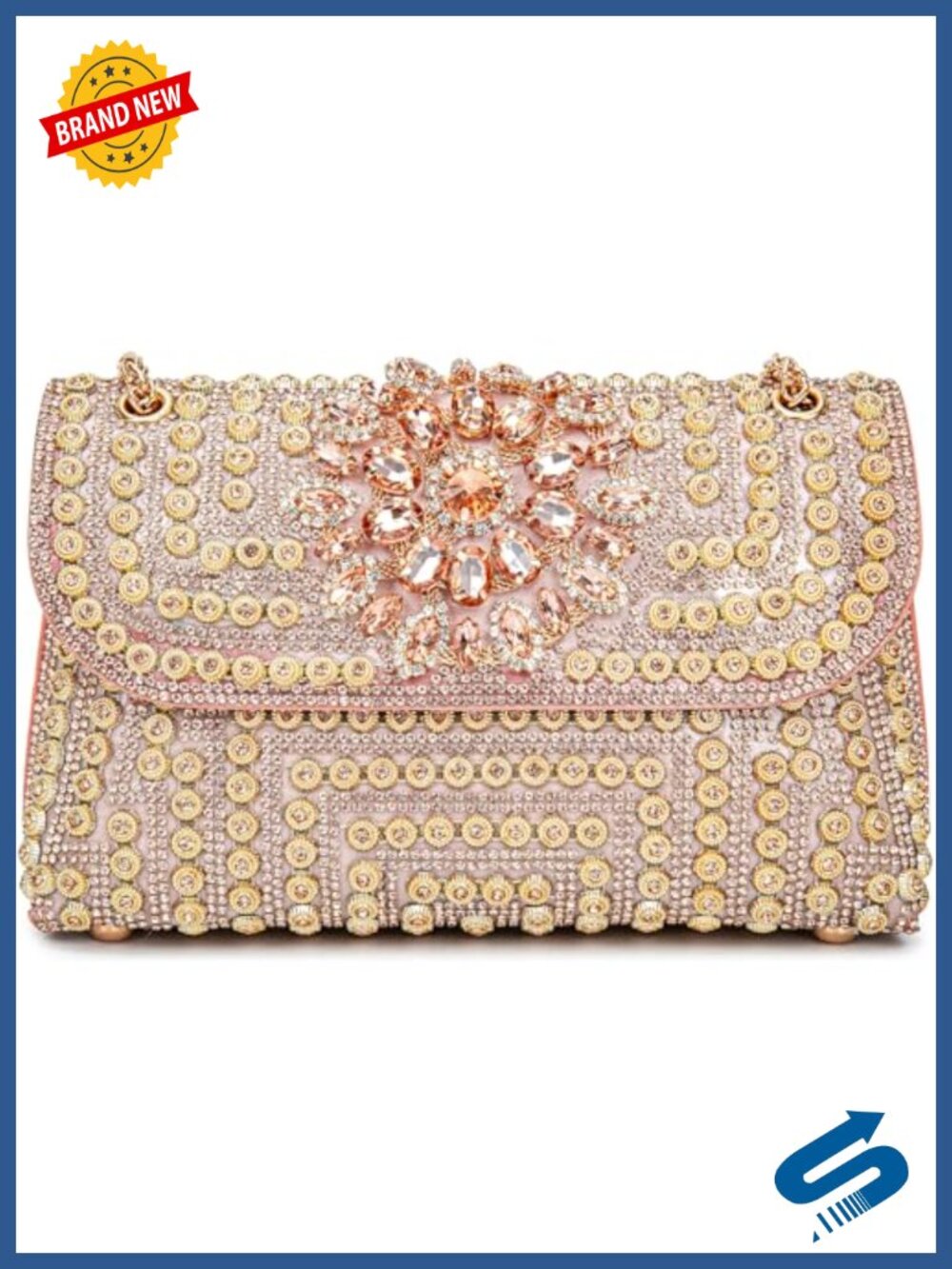 SYMENGR Rhinestone Evening Clutch Crossbody Bag for Women Formal Party
